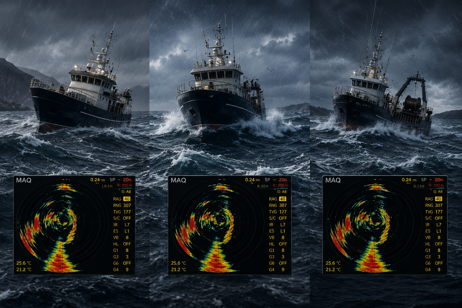 Visual MAQ Sonar de embarcaciones en condiciones exigentes con lectura de sonar.